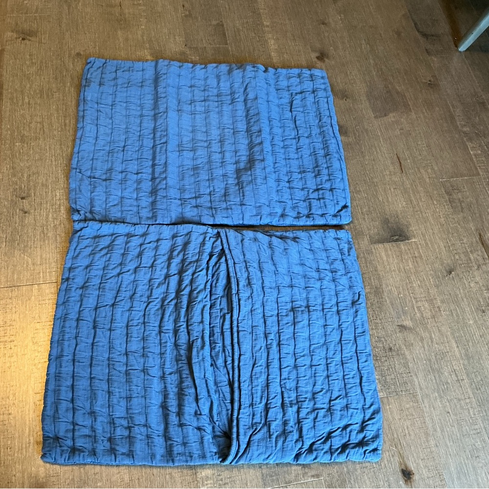 Two Eileen fisher home blue standard pillow shams